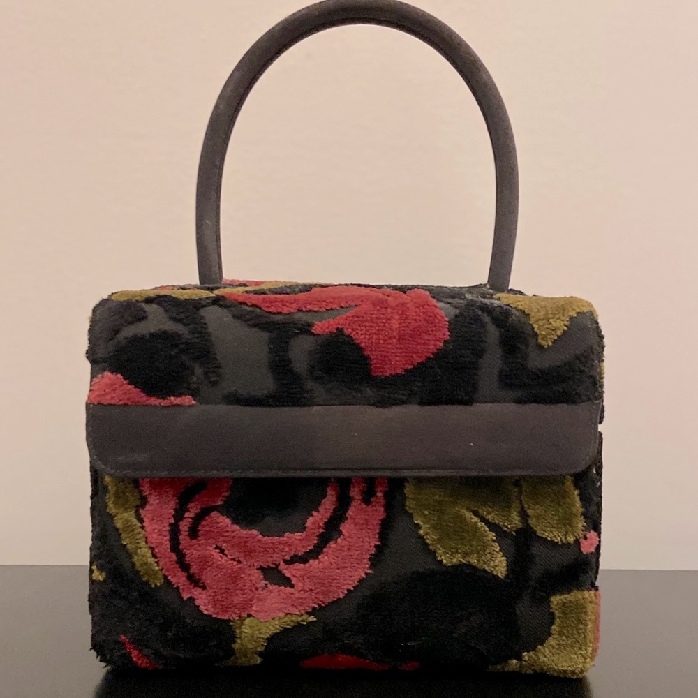 Fabulous Vintage Tapestry Flocked Box Purse RR